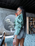 Crop faux leather jacket MU03 - pistachio green